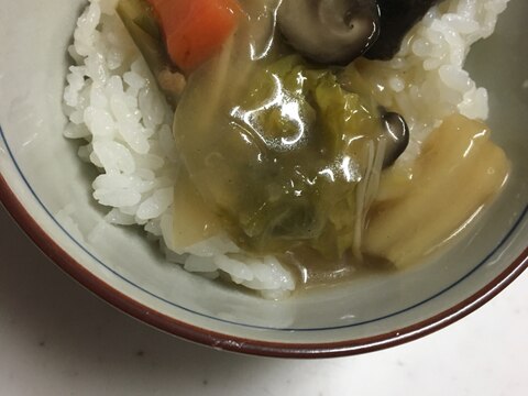 白菜と椎茸とタケノコの中華丼╰(*´︶`*)╯♡